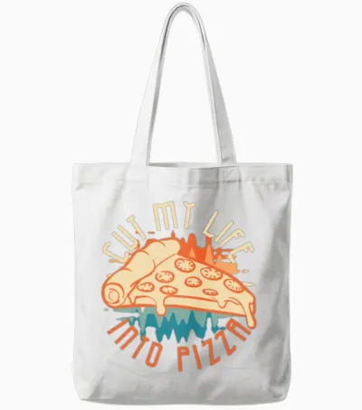 Cut My Life into Pizza Italian Tote Bags - White