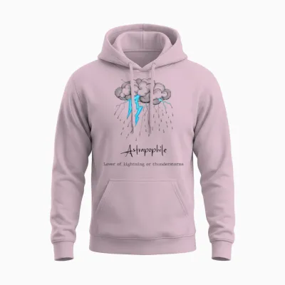 13 Astrapophile Lover of Lightning Unisex Hoodie - Light Pink