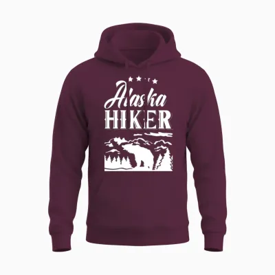 Alaska Hiker Hike Hiking Nature Unisex Hoodie - Maroon