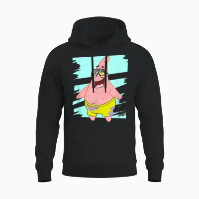 Mademark X Spongebob Squarepants - Patrick Star - Reflection in Sunglasses Unisex Hoodie - Black