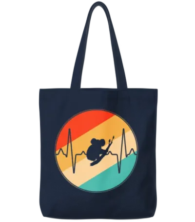 Koala Bear Retro Heartbeat Tote Bags - Navy