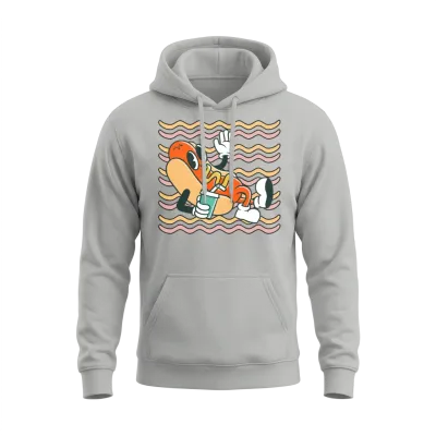 Retro Cool Hot Dog Unisex Hoodie - Ash