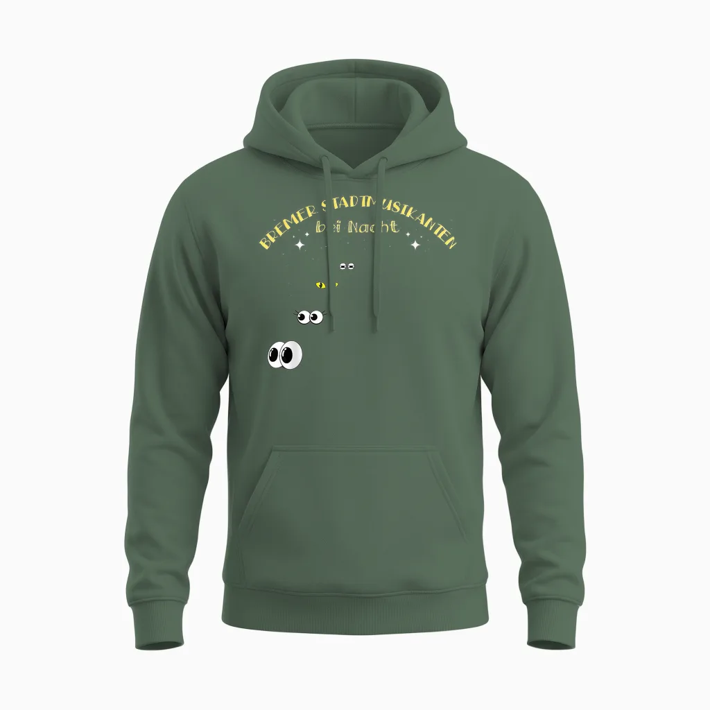 Bremer Stadtmusikanten Bei Nacht T-Shirt, Black Unisex Hoodie in Military Green
