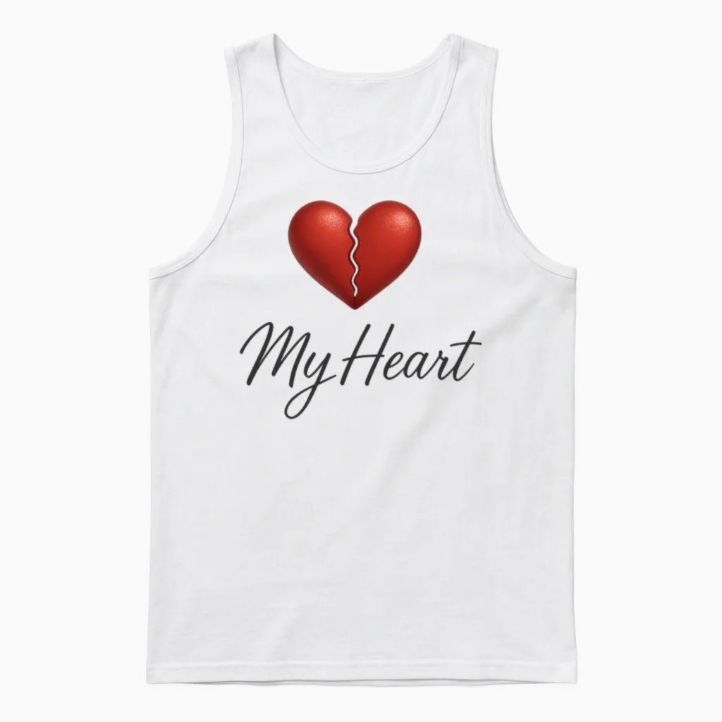 My Heart β Realistic Broken Heart Design Unisex Tank Top in White