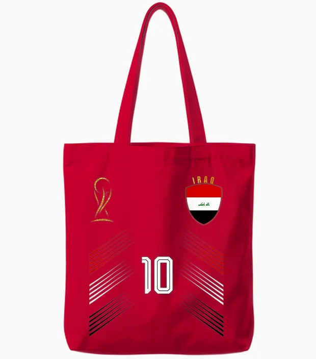 Iraq Flag Iraqi Pride Lovers Retro Tote Bags in Red