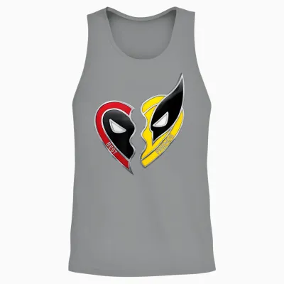 Marvel Studios Deadpool & Wolverine Best Friends Heart Charm Unisex Tank Top - Sport Grey