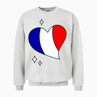 France Flag Blue White Red 14 July French Pride Unisex Sweatshirt - White