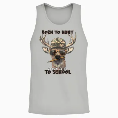 Forced to Go to School Deer Hunting Boy Camo Unisex Tank Top - Ash
