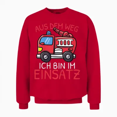 Children's Aus Dem Weg Bin Im Einatz Fire Engine Boys' T-Shirt, Black Unisex Sweatshirt - Red