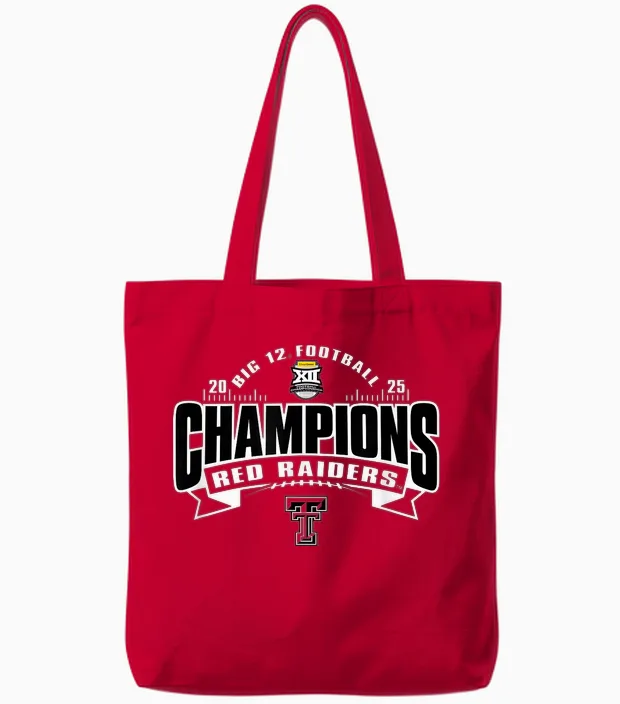 Texas Tech Red Raiders Big 12 Champs 2025 Football Tote Bags in Red