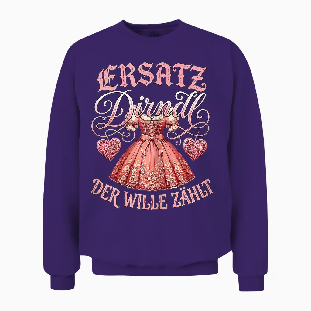 Ersatz Dirndl Shirt Damen Trachtenshirt Oberteil Trachten Unisex Sweatshirt in Purple