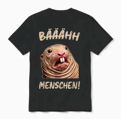 Funny T-Shirt with German Text "ich Hasse Menschen" [german Language], Black Unisex T-Shirt - Black