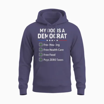 My Dog Is a Democrat Free Housing (on Back) Unisex Hoodie - Heather Sport Dark Navy