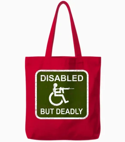 Disabled but Deadly Funny Military Graphic Tote Bags - Red