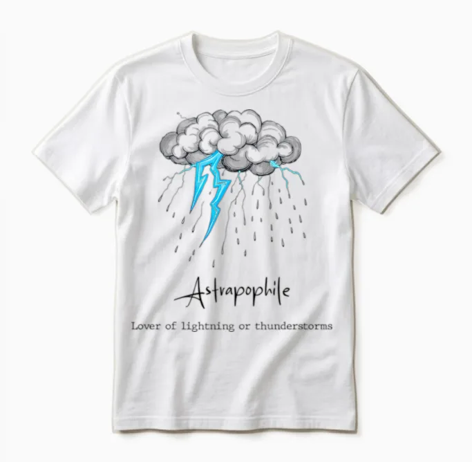 13 Astrapophile Lover of Lightning Unisex T-Shirt in White