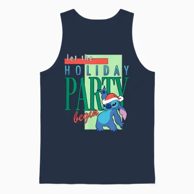 Amazon Essentials Stitch Santa Let the Holiday Party Begin Unisex Tank Top - Navy