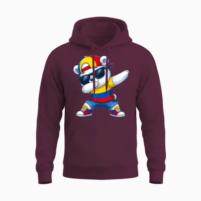 Ours Colombien Patriotique Colombie Dab Garçons Enfants 2025 Unisex Hoodie - Maroon