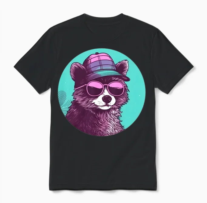 Retro Raccoon Lovers Vintage Unisex T-Shirt - Black