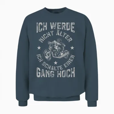 Men's Motorcycle T-Shirt with Funny Motorcycle Ich Werde Nicht Older, Black Unisex Sweatshirt - Dark Heather