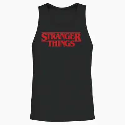 Netflix Stranger Things Simple Red Logo Unisex Tank Top - Black