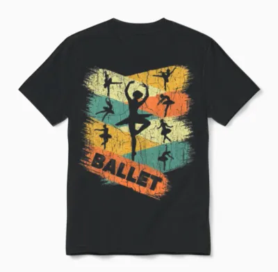 Retro Ballet Dancer Unisex T-Shirt - Black