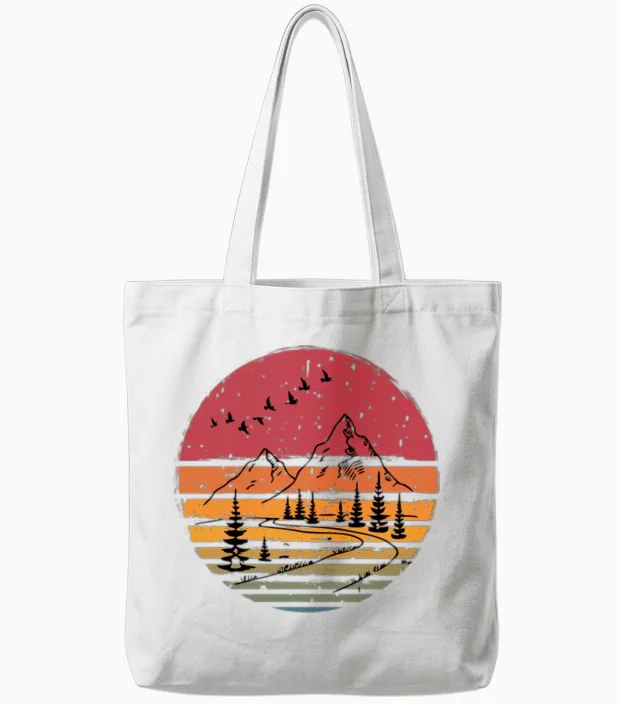 Nature Design Retro Background Tote Bags - White