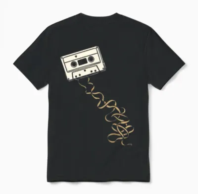 Retro Cassette Ribbon Unisex T-Shirt - Black