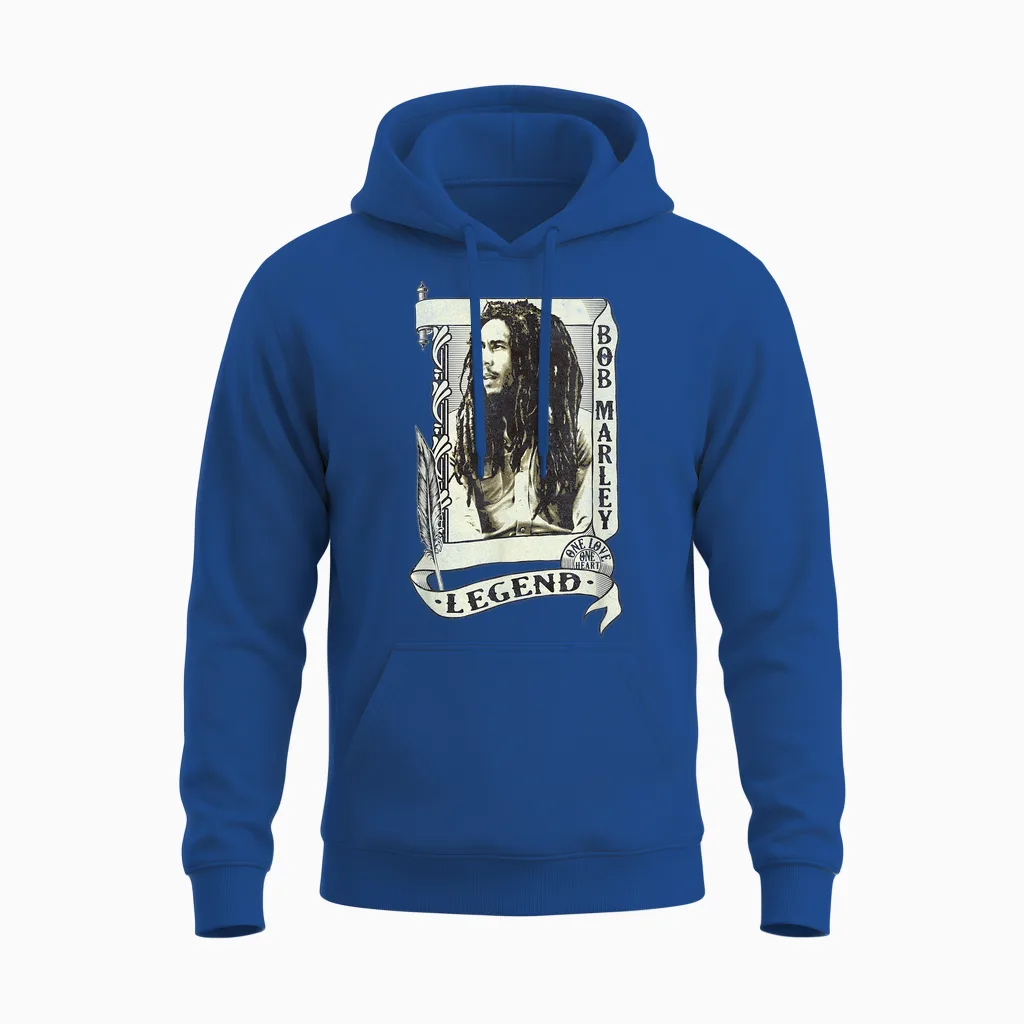 Bob Marley Legend Schriftrolle Unisex Hoodie in Royal