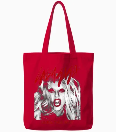 Official Lady Gaga Born This Way Cover Tote Bags - Red