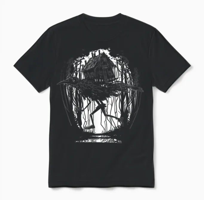 Haus Von Baba Yaga Slawische Folklore Russland Märchen Kunst Unisex T-Shirt in Black
