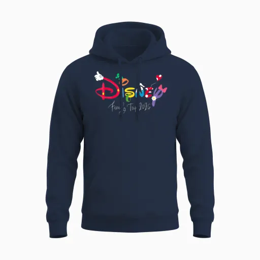 Disney Mickey & Friends Character Letters Family Trip 2026 Unisex Hoodie - Navy