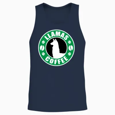 Llamas and Coffee Humour Funny Llamas Coffee Gift Unisex Tank Top - Navy