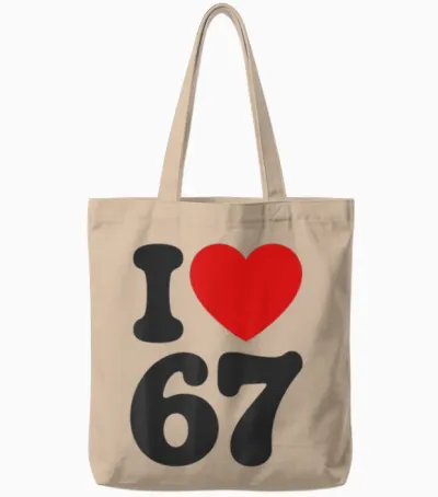 Funny 67 Meme - Classic I Love Six Seven Tote Bags - Natural