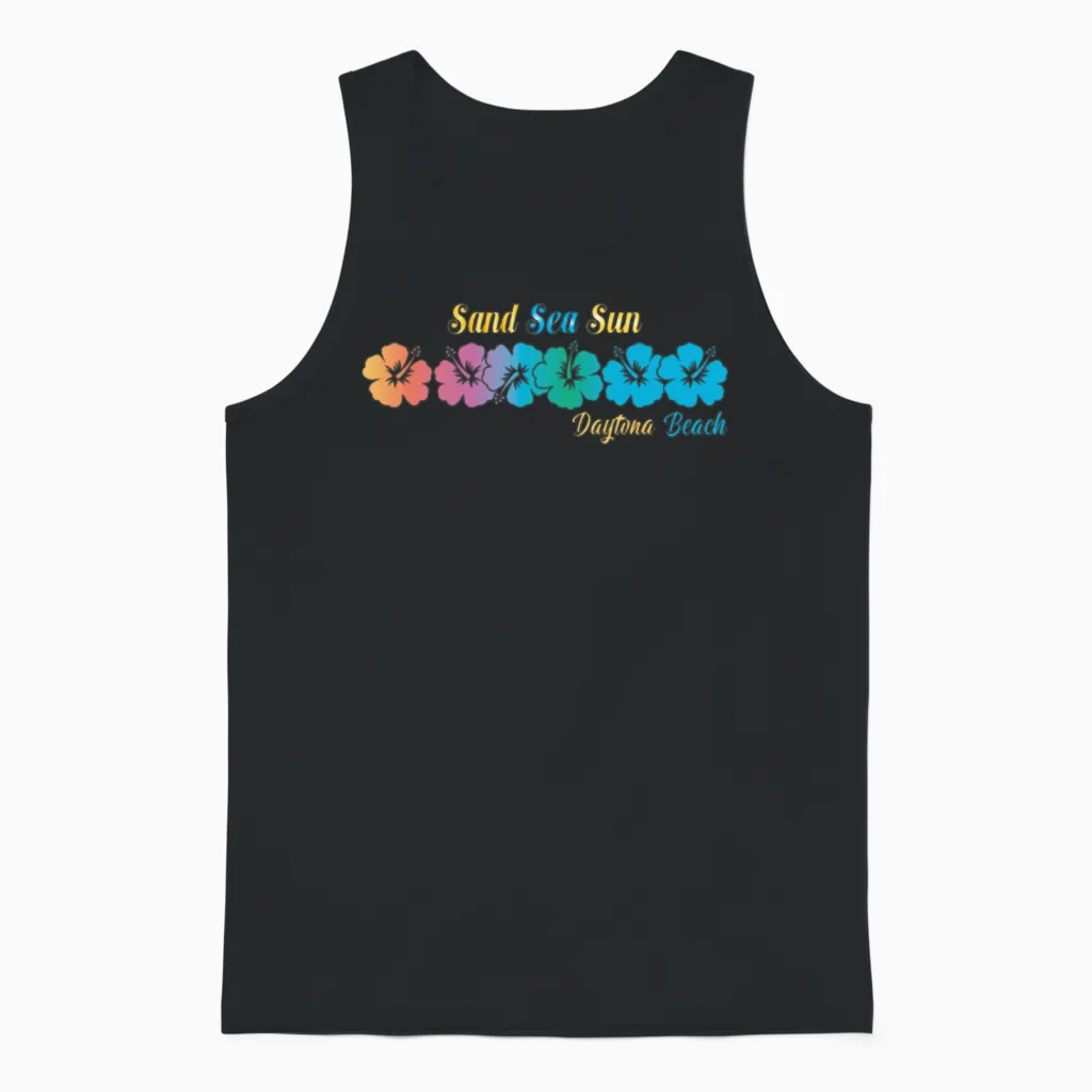 Florida Daytona Beach Vacation Sand Sea Sun Unisex Tank Top in Black