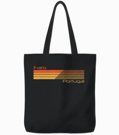 Rétro Faro Portugal Tote Bags - Black