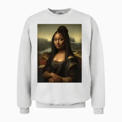 Black Mona Lisa African American Black History Month Funny Unisex Sweatshirt - White