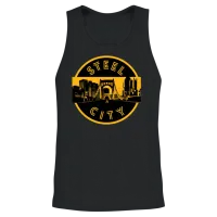 Pittsburgh Steel City Retro Skyline Bridge Unisex Tank Top - Black – 2
