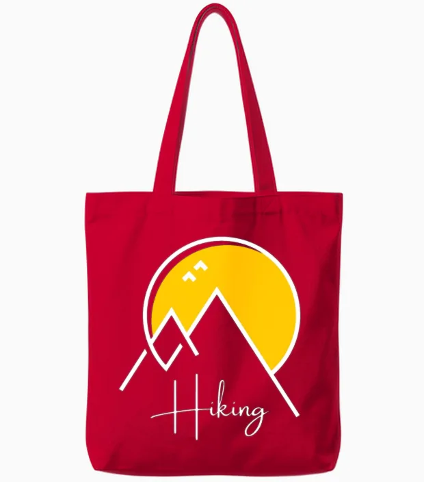 Hiking - Keep Calm and Hike On Tote Bags in Red