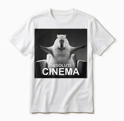 Capybara Absolute Cinema Meme Humour Unisex T-Shirt - White