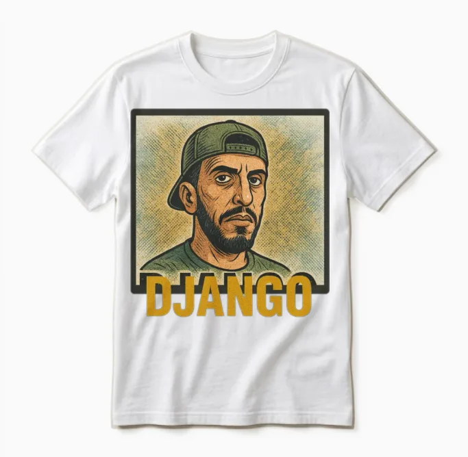 Urban Techno Django Illustration Unisex T-Shirt in White