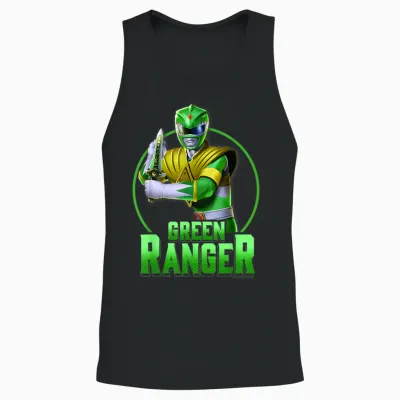 Power Rangers Green Ranger Karate Action Circle Portrait Unisex Tank Top - Black