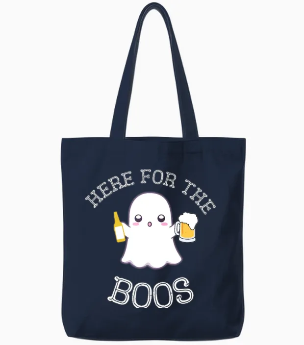 Funny Ghost Halloween Tote Bags in Navy