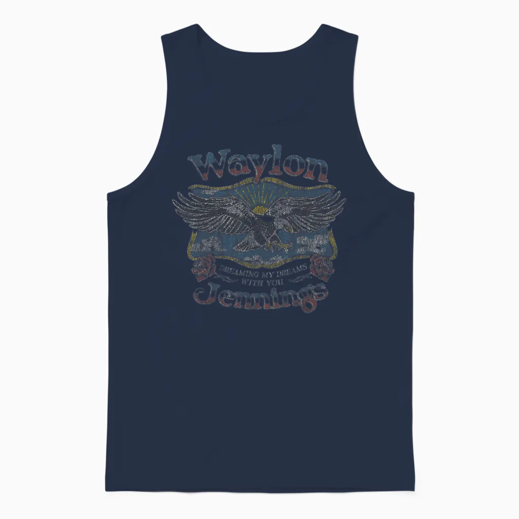 Waylon Jennings β Offizieller Merchandise-Artikel β Dreaming My Dreams Unisex Tank Top in Navy