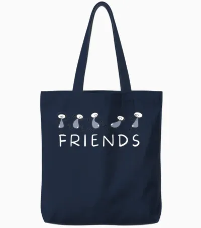 Friends T Shirt with Characters Tote Bags - Navy