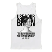 Use Your Brain Ada Lovelace B Unisex Tank Top - White – 1