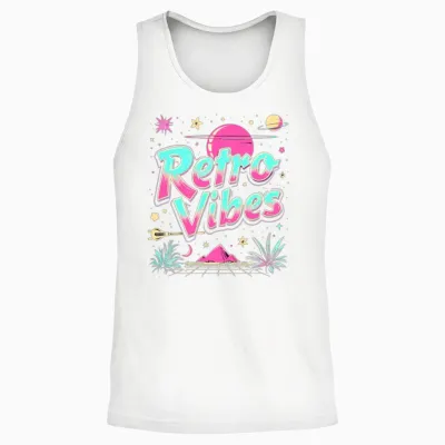 Retro Vibes Unisex Tank Top - White