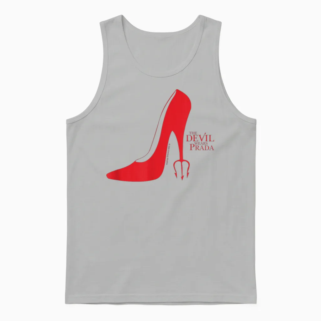 The Devil Wears Prada Red Heel Pitchfork Logo Unisex Tank Top in Ash