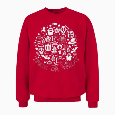 Retro Trick or Treat Haloween Unisex Sweatshirt - Red
