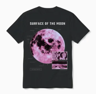 Backprint: Universe Festival Auf Vaporwave Mond Unisex T-Shirt - Black