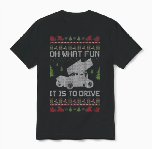 Sprint Car Christmas Cars & Muscle Gift Unisex T-Shirt in Black